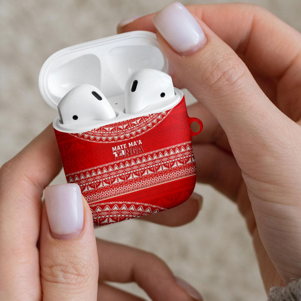Mate Ma'a Tonga 2026 Rugby AirPods Case Go Champions Tongan Ngatu Pattern LT14 - Polynesian Pride