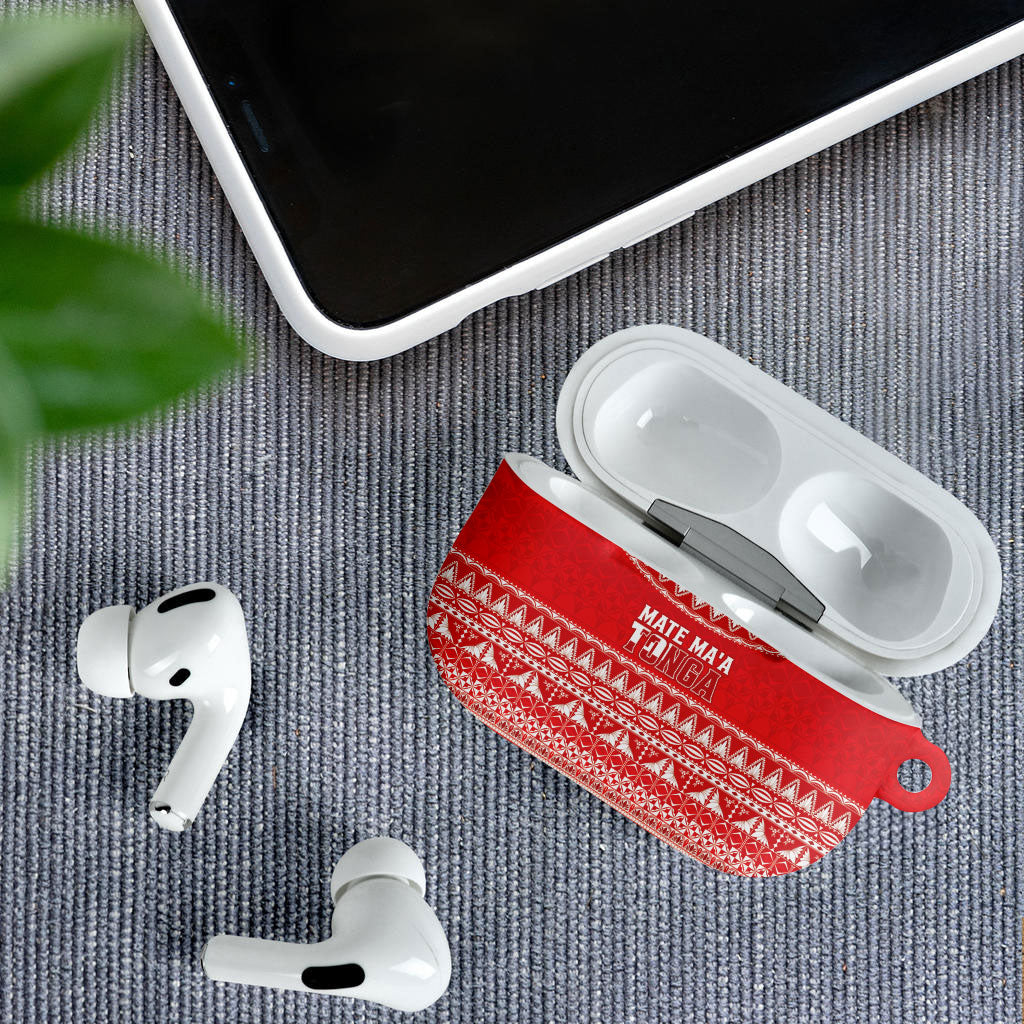 Mate Ma'a Tonga 2026 Rugby AirPods Case Go Champions Tongan Ngatu Pattern LT14 - Polynesian Pride
