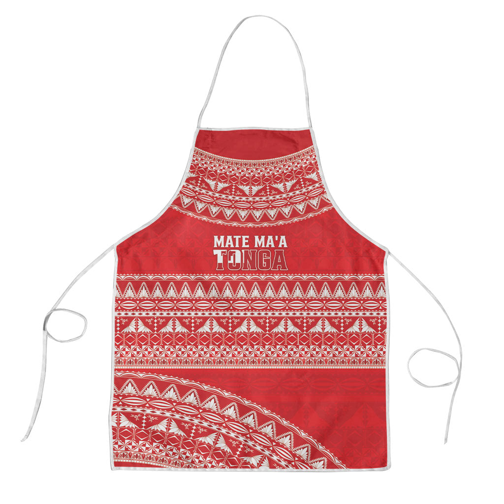 Mate Ma'a Tonga 2026 Rugby Apron Go Champions Tongan Ngatu Pattern LT14 Red - Polynesian Pride