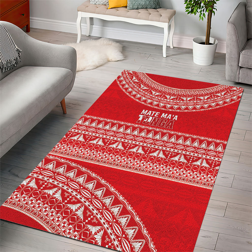Mate Ma'a Tonga 2026 Rugby Area Rug Go Champions Tongan Ngatu Pattern LT14 - Polynesian Pride