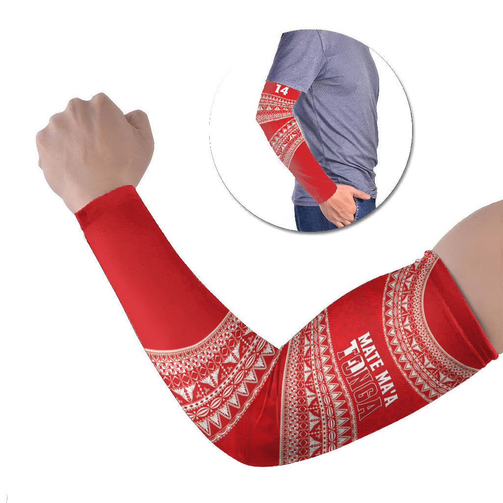 Mate Ma'a Tonga 2026 Rugby Custom Arm Sleeves Go Champions Tongan Ngatu Pattern