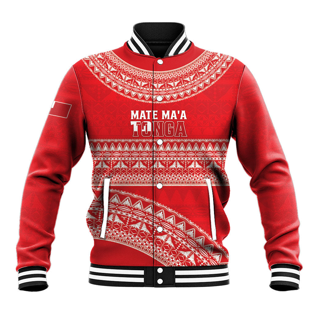 Mate Ma'a Tonga 2026 Rugby Custom Baseball Jacket Go Champions Tongan Ngatu Pattern