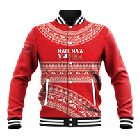 Mate Ma'a Tonga 2026 Rugby Custom Baseball Jacket Go Champions Tongan Ngatu Pattern LT14 Unisex Red - Polynesian Pride