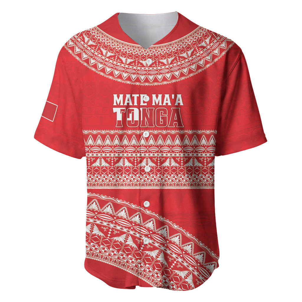 Mate Ma'a Tonga 2026 Rugby Custom Baseball Jersey Go Champions Tongan Ngatu Pattern LT14 Red - Polynesian Pride