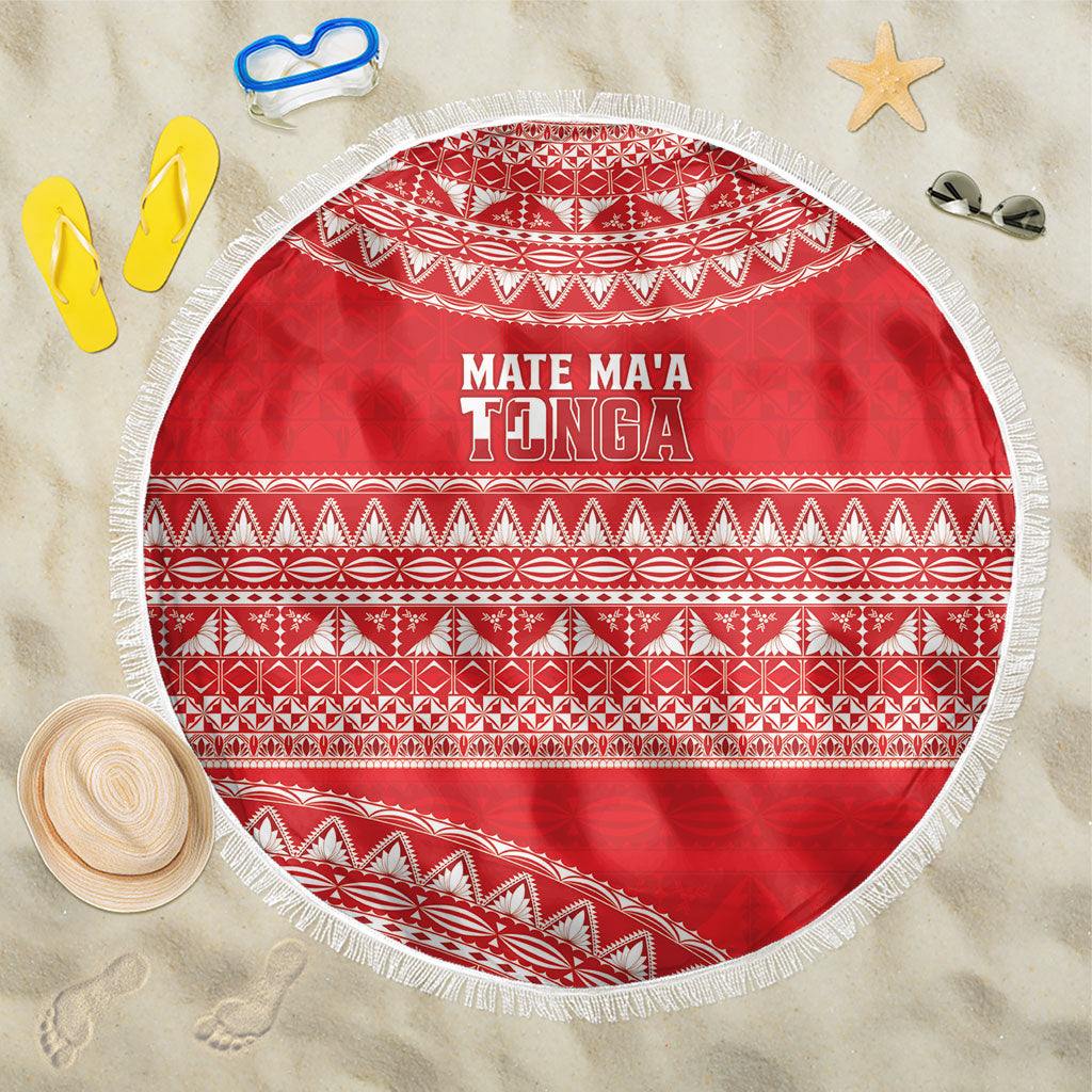 Mate Ma'a Tonga 2026 Rugby Beach Blanket Go Champions Tongan Ngatu Pattern