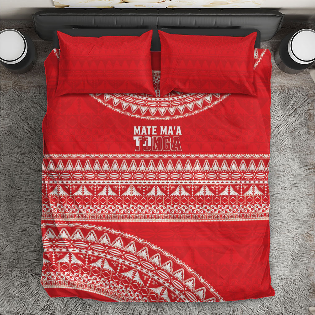 Mate Ma'a Tonga 2026 Rugby Bedding Set Go Champions Tongan Ngatu Pattern
