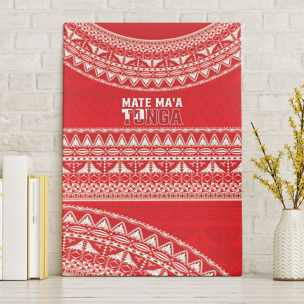 Mate Ma'a Tonga 2026 Rugby Canvas Wall Art Go Champions Tongan Ngatu Pattern LT14 Without Frame Red - Polynesian Pride
