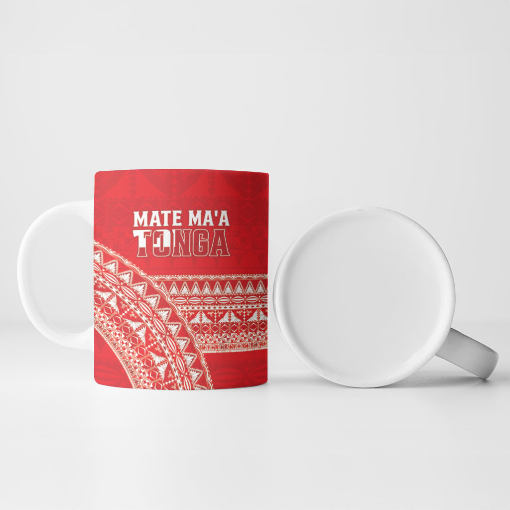 Mate Ma'a Tonga 2026 Rugby Custom Ceramic Mug Go Champions Tongan Ngatu Pattern LT14 - Polynesian Pride