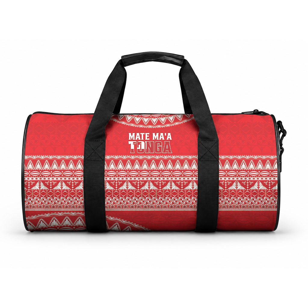 Mate Ma'a Tonga 2026 Rugby Duffle Bag Go Champions Tongan Ngatu Pattern