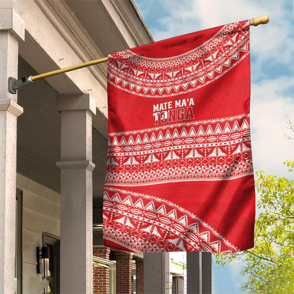 Mate Ma'a Tonga 2026 Rugby Garden Flag Go Champions Tongan Ngatu Pattern LT14 House Flag Red - Polynesian Pride