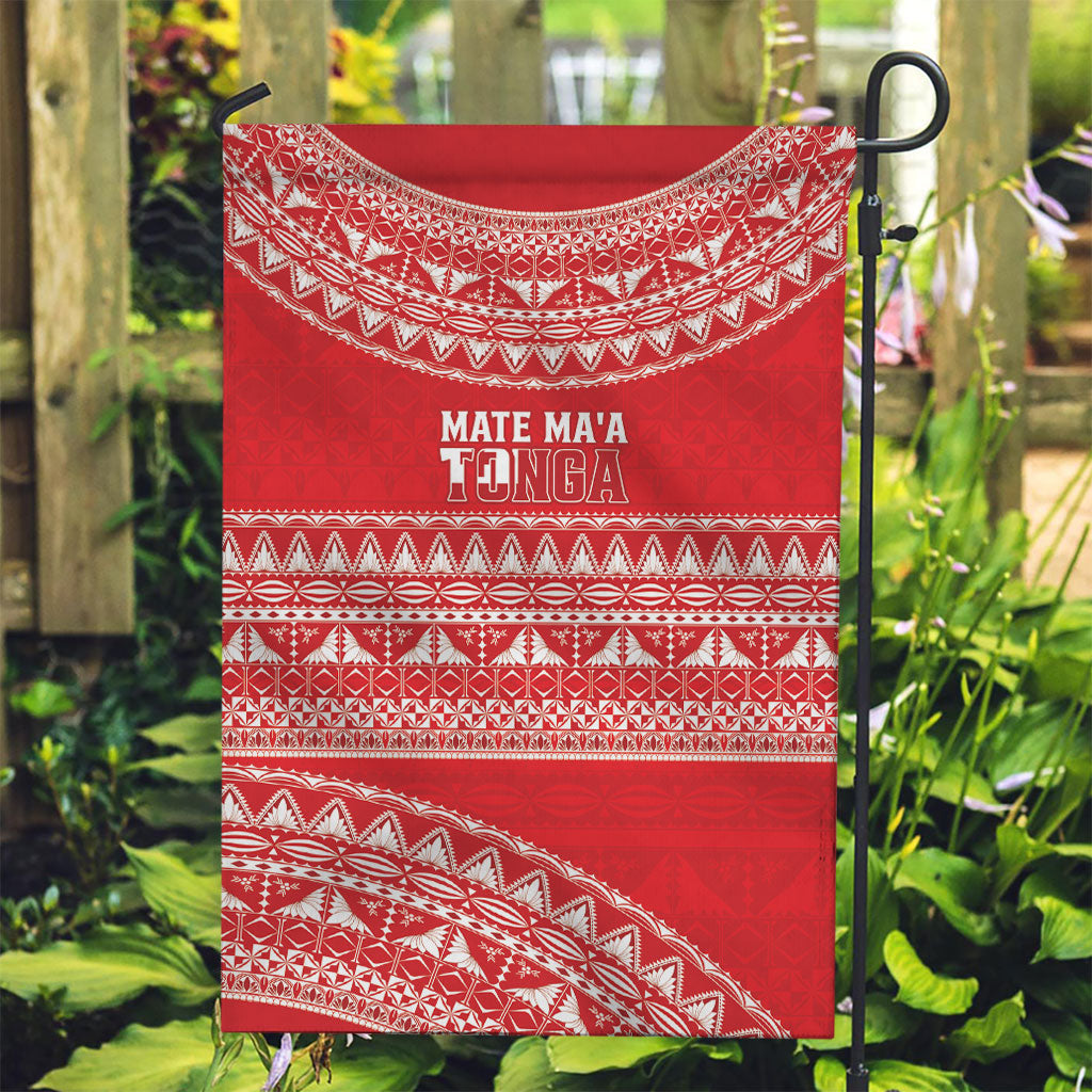 Mate Ma'a Tonga 2026 Rugby Garden Flag Go Champions Tongan Ngatu Pattern LT14 Garden Flag Red - Polynesian Pride