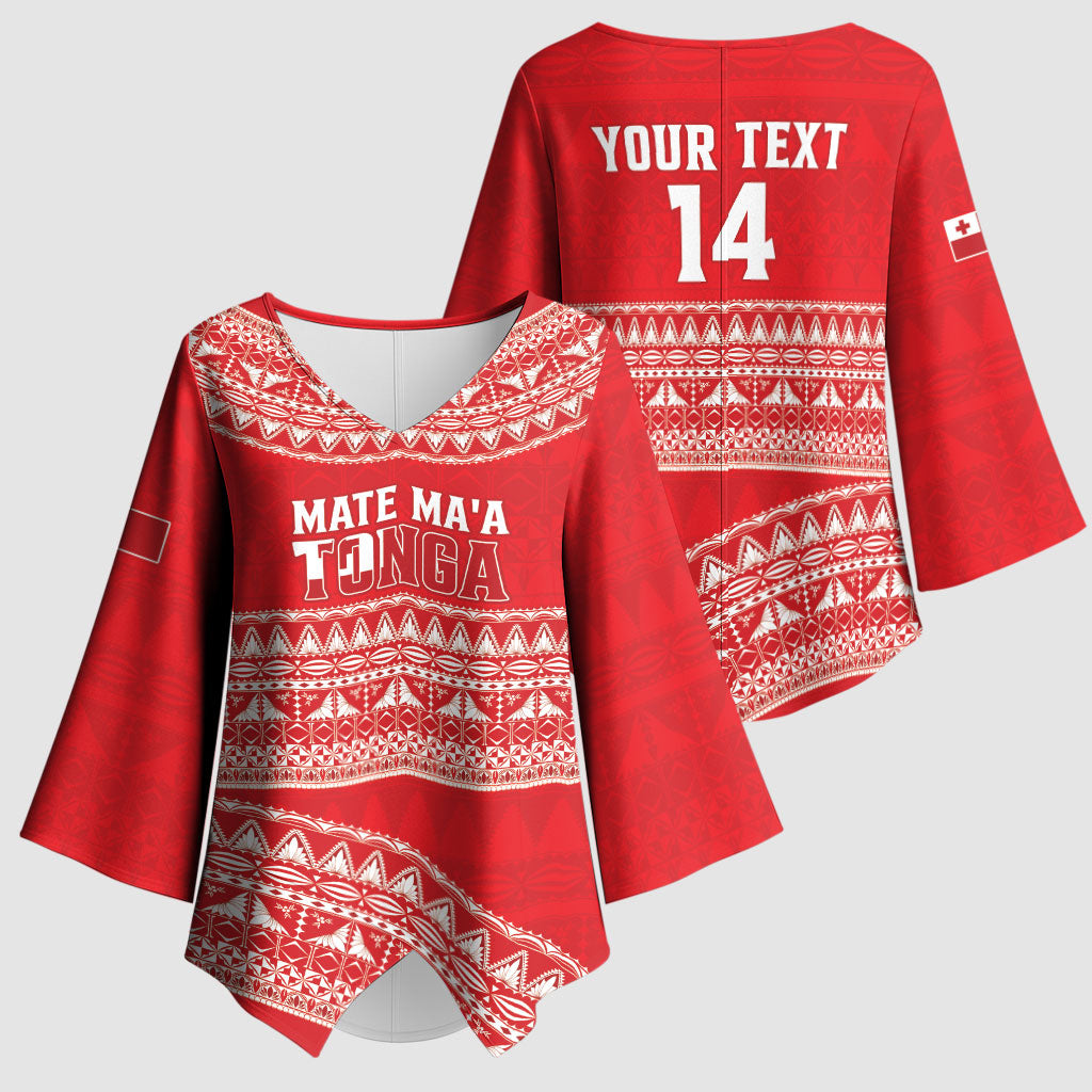 Mate Ma'a Tonga 2026 Rugby Custom Kimono Sleeve Blouse Go Champions Tongan Ngatu Pattern LT14 - Polynesian Pride