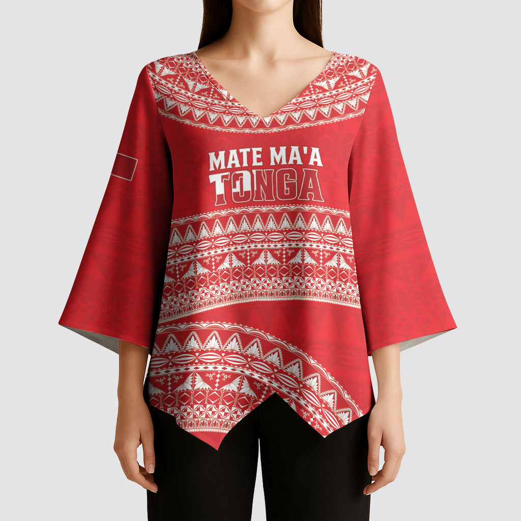Mate Ma'a Tonga 2026 Rugby Custom Kimono Sleeve Blouse Go Champions Tongan Ngatu Pattern LT14 - Polynesian Pride