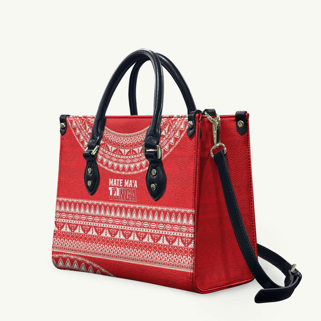 Mate Ma'a Tonga 2026 Rugby Leather Bag Go Champions Tongan Ngatu Pattern