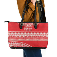 Mate Ma'a Tonga 2026 Rugby Leather Tote Bag Go Champions Tongan Ngatu Pattern LT14 - Polynesian Pride