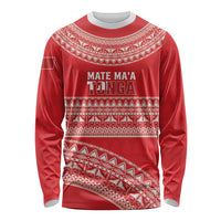 Mate Ma'a Tonga 2026 Rugby Custom Long Sleeve Shirt Go Champions Tongan Ngatu Pattern LT14 Unisex Red - Polynesian Pride