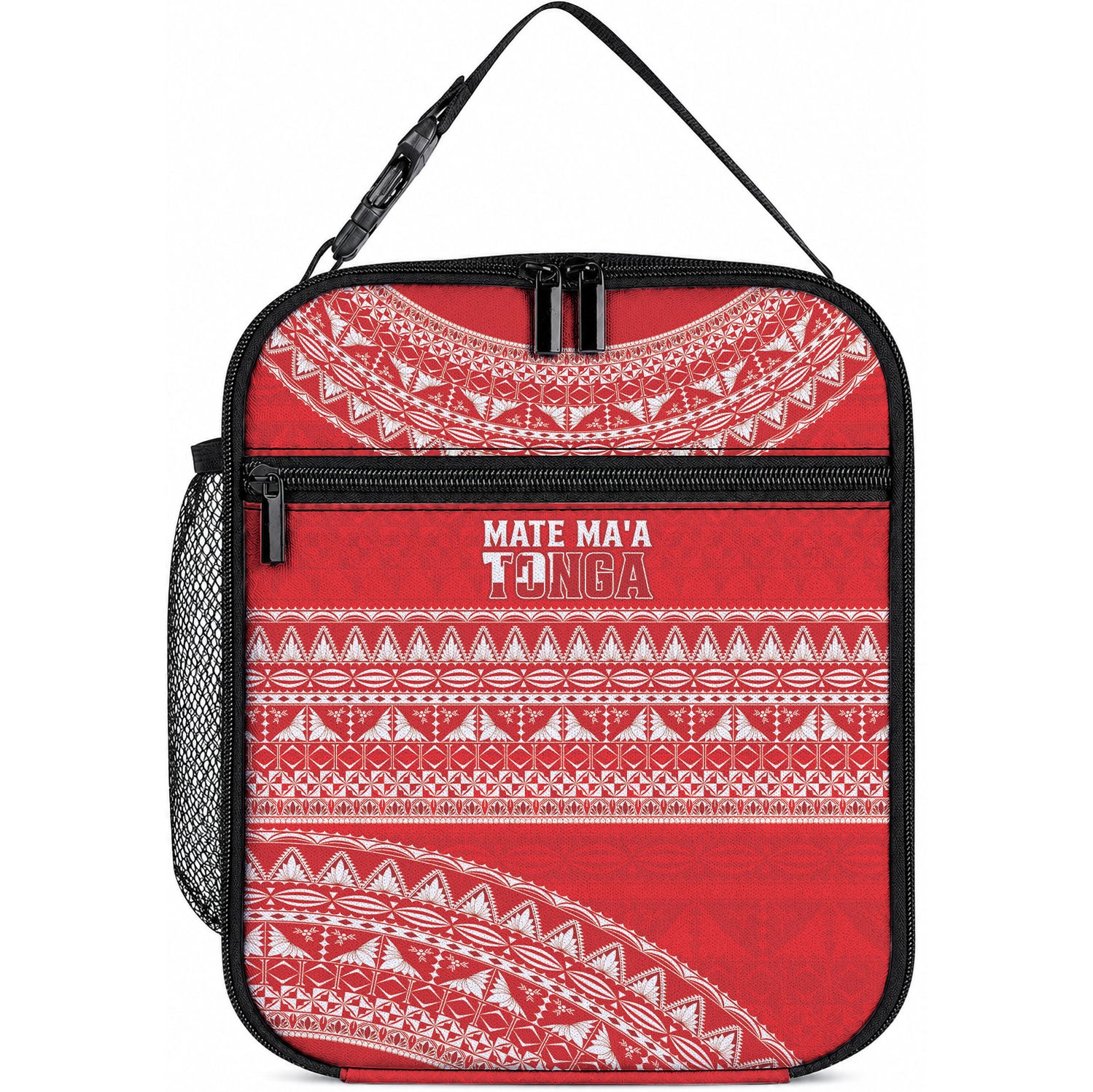 Mate Ma'a Tonga 2026 Rugby Lunch Bag Go Champions Tongan Ngatu Pattern