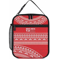 Mate Ma'a Tonga 2026 Rugby Lunch Bag Go Champions Tongan Ngatu Pattern LT14 10.2 × 8.3 × 4.3 inch Red - Polynesian Pride