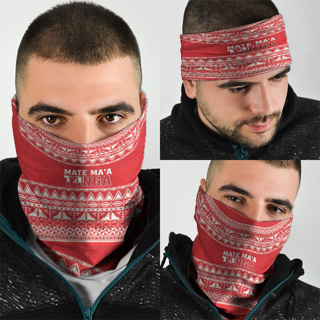 Mate Ma'a Tonga 2026 Rugby Neck Gaiter Go Champions Tongan Ngatu Pattern LT14 - Polynesian Pride