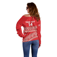 Mate Ma'a Tonga 2026 Rugby Custom Off Shoulder Sweater Go Champions Tongan Ngatu Pattern LT14 - Polynesian Pride