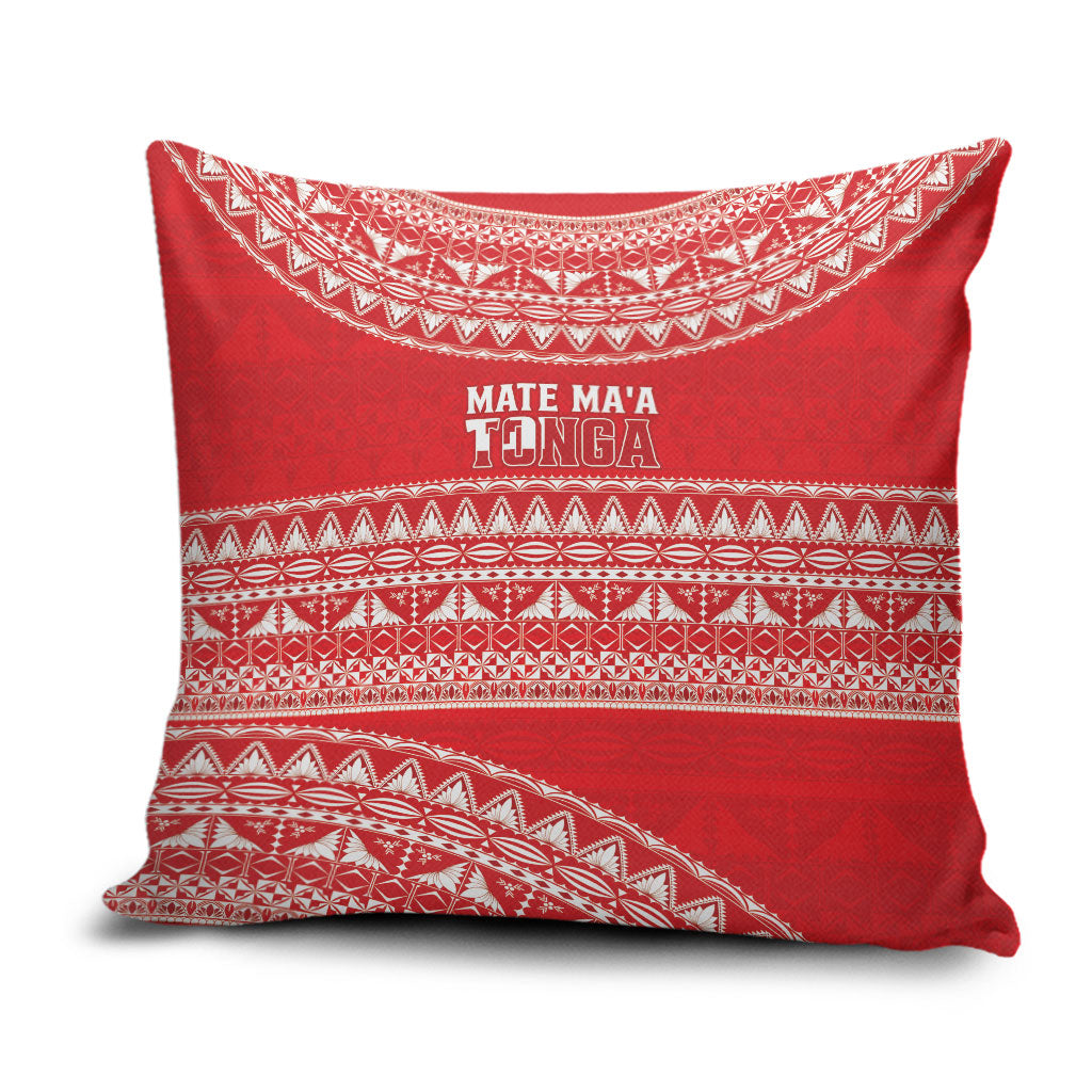 Mate Ma'a Tonga 2026 Rugby Pillow Cover Go Champions Tongan Ngatu Pattern