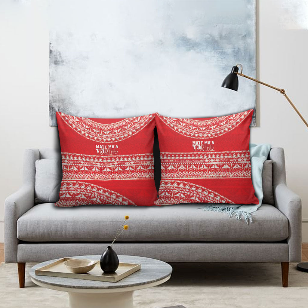 Mate Ma'a Tonga 2026 Rugby Pillow Cover Go Champions Tongan Ngatu Pattern LT14 - Polynesian Pride