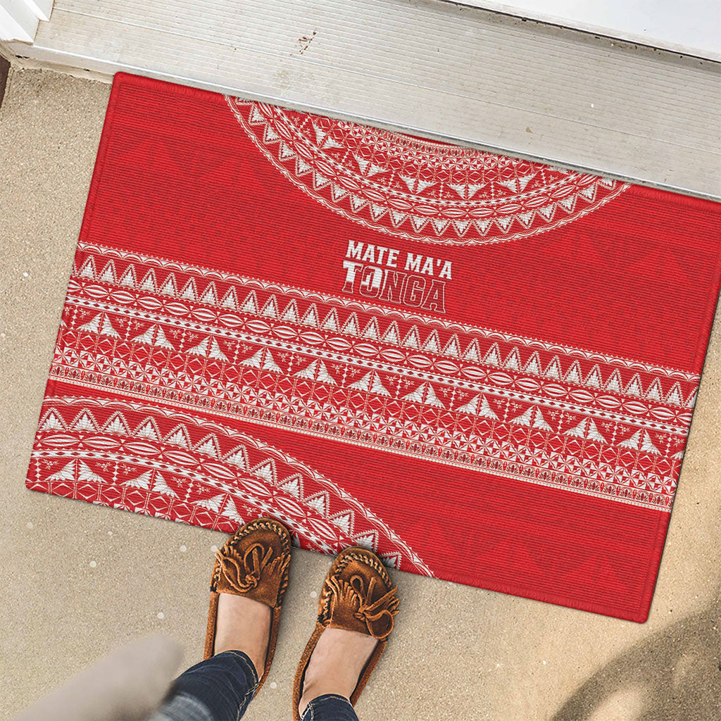 Mate Ma'a Tonga 2026 Rugby Rubber Doormat Go Champions Tongan Ngatu Pattern LT14 - Polynesian Pride