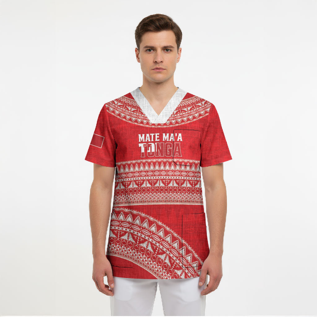 Mate Ma'a Tonga 2026 Rugby Custom Scrub Top Go Champions Tongan Ngatu Pattern LT14 - Polynesian Pride