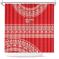 Mate Ma'a Tonga 2026 Rugby Shower Curtain Go Champions Tongan Ngatu Pattern LT14 Red - Polynesian Pride