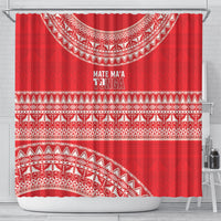 Mate Ma'a Tonga 2026 Rugby Shower Curtain Go Champions Tongan Ngatu Pattern LT14 - Polynesian Pride