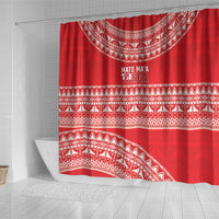 Mate Ma'a Tonga 2026 Rugby Shower Curtain Go Champions Tongan Ngatu Pattern LT14 - Polynesian Pride