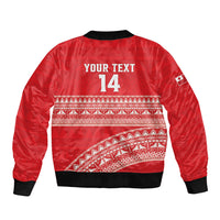 Mate Ma'a Tonga 2026 Rugby Custom Sleeve Zip Bomber Jacket Go Champions Tongan Ngatu Pattern LT14 - Polynesian Pride