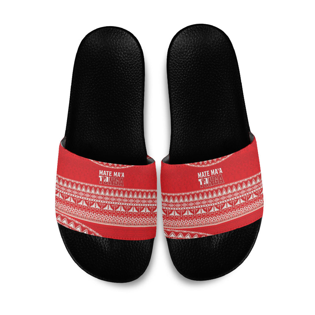 Mate Ma'a Tonga 2026 Rugby Slide Sandals Go Champions Tongan Ngatu Pattern