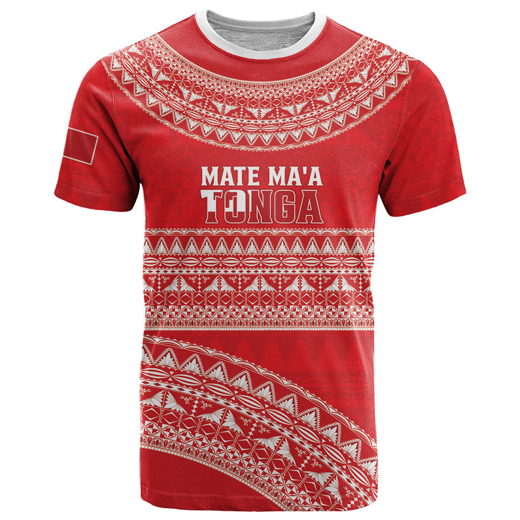 Mate Ma'a Tonga 2026 Rugby Custom T Shirt Go Champions Tongan Ngatu Pattern LT14 Red - Polynesian Pride