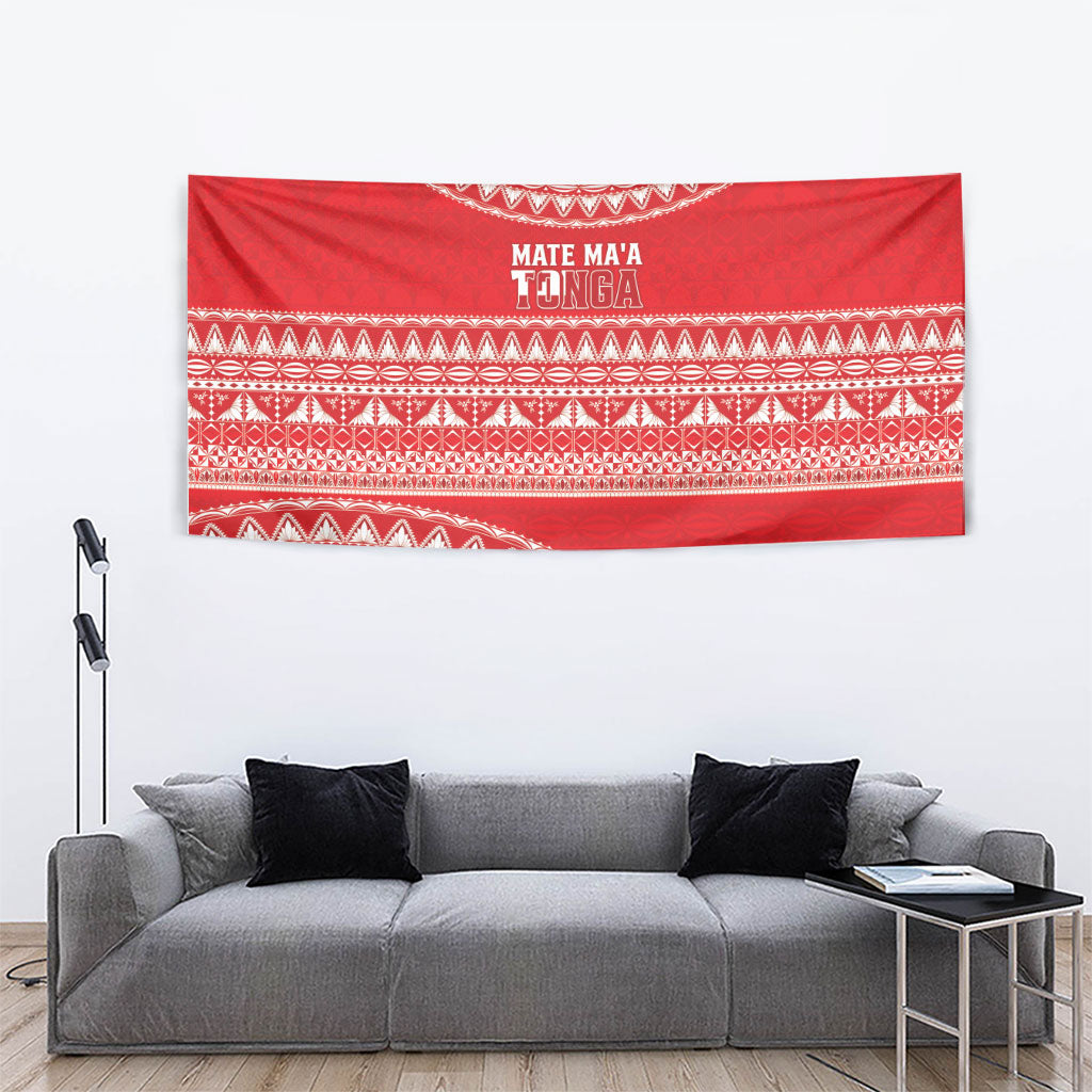 Mate Ma'a Tonga 2026 Rugby Tapestry Go Champions Tongan Ngatu Pattern LT14 - Polynesian Pride