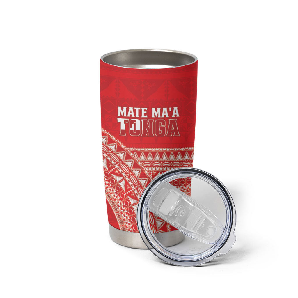 Mate Ma'a Tonga 2026 Rugby Custom Tumbler Cup Go Champions Tongan Ngatu Pattern LT14 - Polynesian Pride