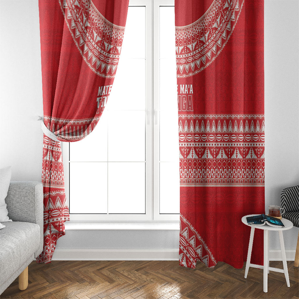 Mate Ma'a Tonga 2026 Rugby Window Curtain Go Champions Tongan Ngatu Pattern LT14 - Polynesian Pride