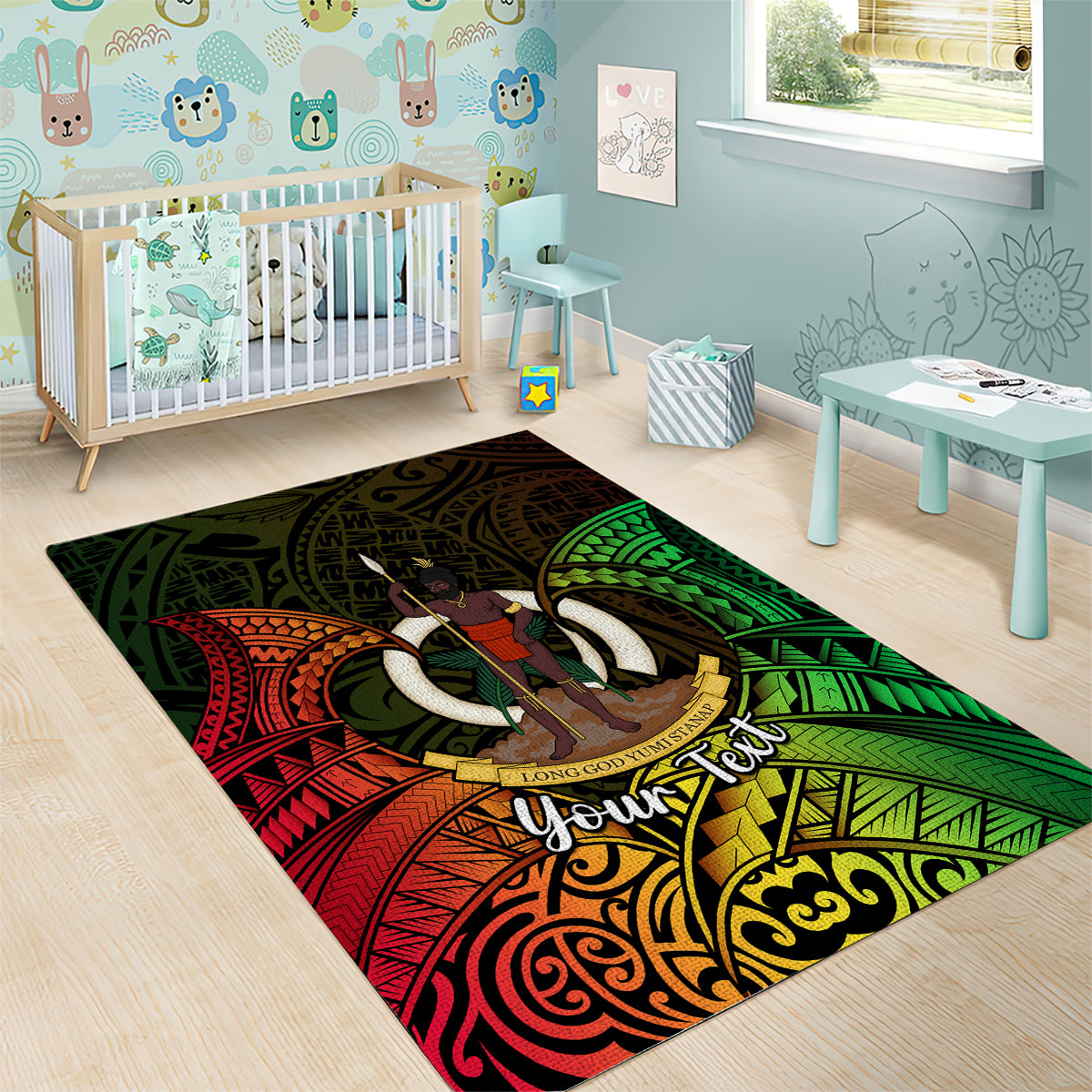 Personalised Vanuatu Family Day Area Rug Happy 26 December Vanuatuan Pig Tusk LT14 - Polynesian Pride