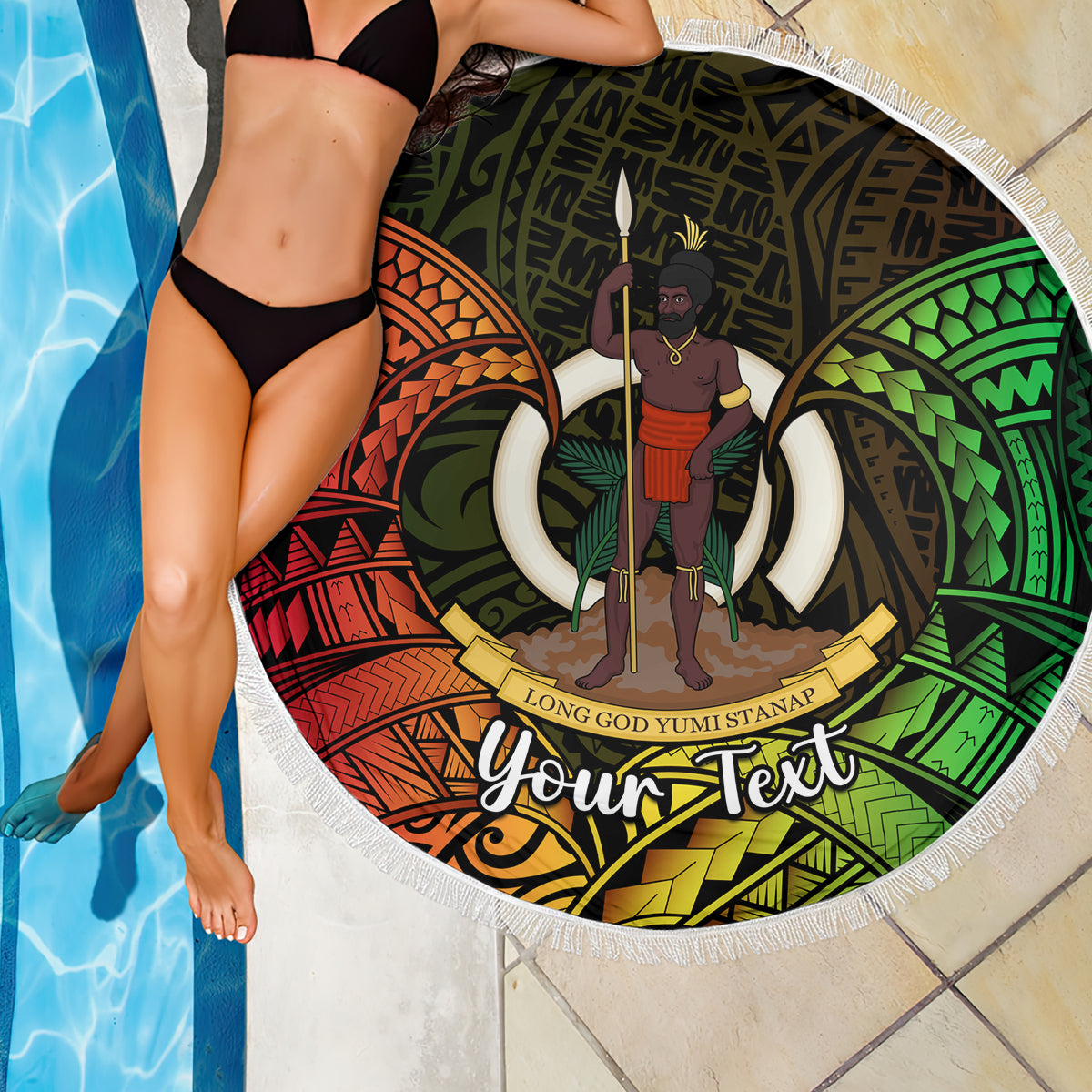 Personalised Vanuatu Family Day Beach Blanket Happy 26 December Vanuatuan Pig Tusk LT14 - Polynesian Pride