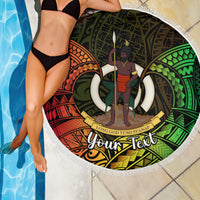 Personalised Vanuatu Family Day Beach Blanket Happy 26 December Vanuatuan Pig Tusk LT14 - Polynesian Pride