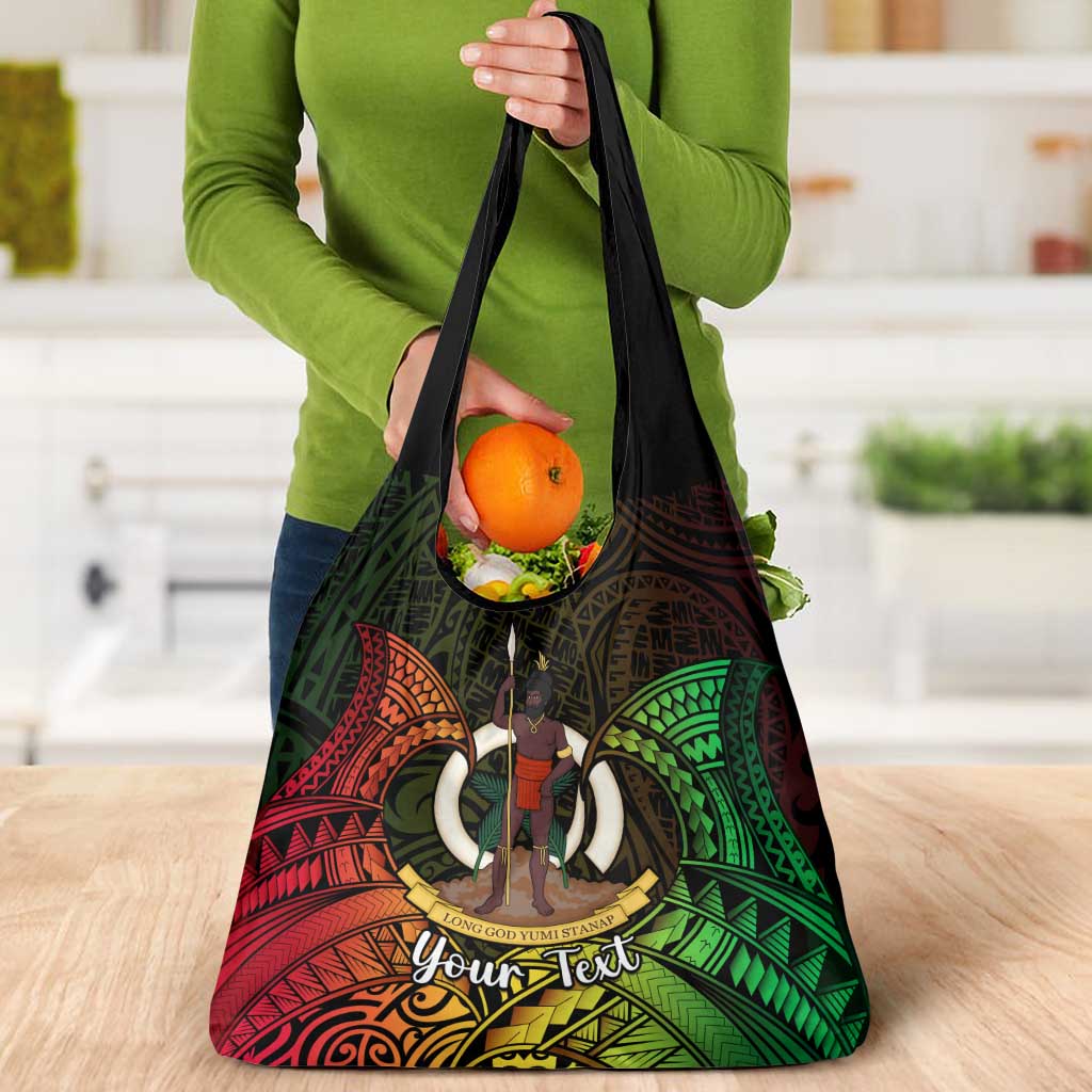 Personalised Vanuatu Family Day Grocery Bag Happy 26 December Vanuatuan Pig Tusk