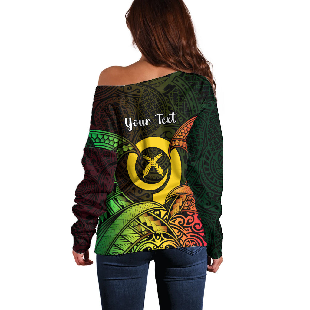 Personalised Vanuatu Family Day Off Shoulder Sweater Happy 26 December Vanuatuan Pig Tusk LT14 - Polynesian Pride