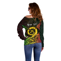 Personalised Vanuatu Family Day Off Shoulder Sweater Happy 26 December Vanuatuan Pig Tusk LT14 - Polynesian Pride