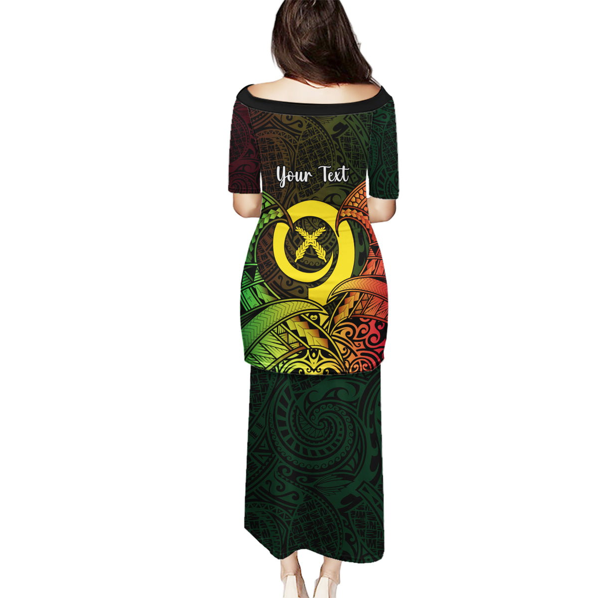 Personalised Vanuatu Family Day Puletasi Happy 26 December Vanuatuan Pig Tusk LT14 - Polynesian Pride
