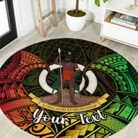 Personalised Vanuatu Family Day Round Carpet Happy 26 December Vanuatuan Pig Tusk LT14 Black - Polynesian Pride