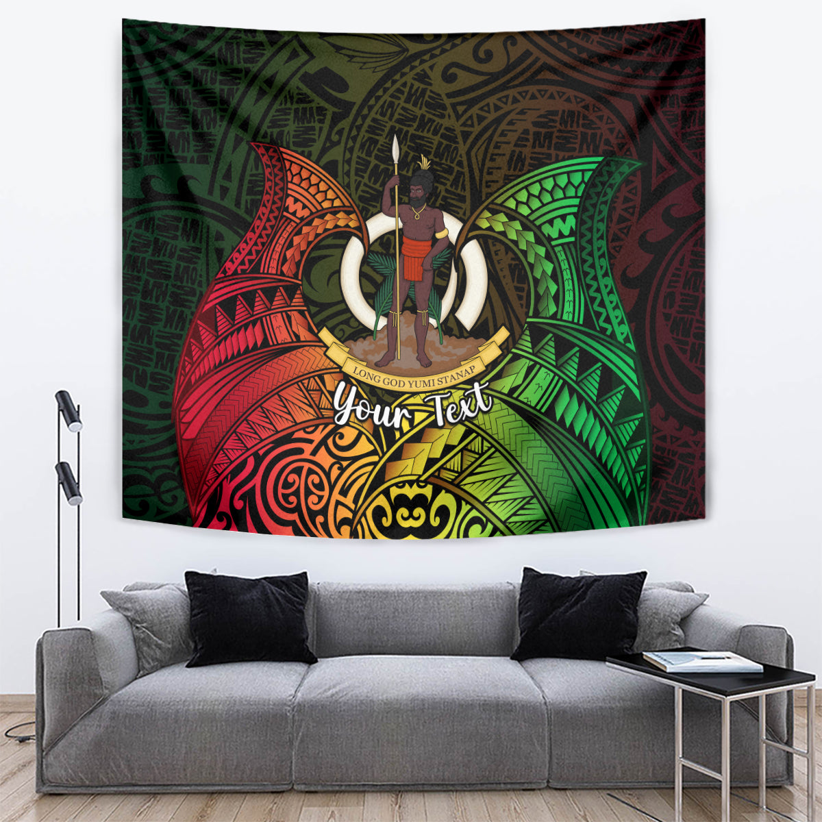 Personalised Vanuatu Family Day Tapestry Happy 26 December Vanuatuan Pig Tusk LT14 - Polynesian Pride
