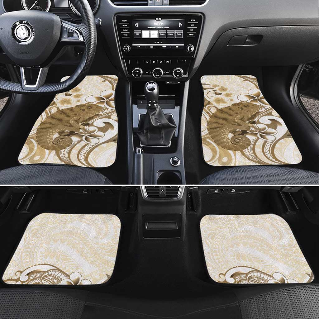 Brown And White Hawaii Chameleon Car Mats Plumeria Polynesian Tribal Art