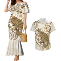 Brown And White Hawaii Chameleon Couples Matching Mermaid Dress and Hawaiian Shirt Plumeria Polynesian Tribal Art LT14 Brown - Polynesian Pride
