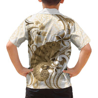 Brown And White Hawaii Chameleon Family Matching Long Sleeve Bodycon Dress and Hawaiian Shirt Plumeria Polynesian Tribal Art LT14 - Polynesian Pride