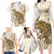 Brown And White Hawaii Chameleon Family Matching Long Sleeve Bodycon Dress and Hawaiian Shirt Plumeria Polynesian Tribal Art